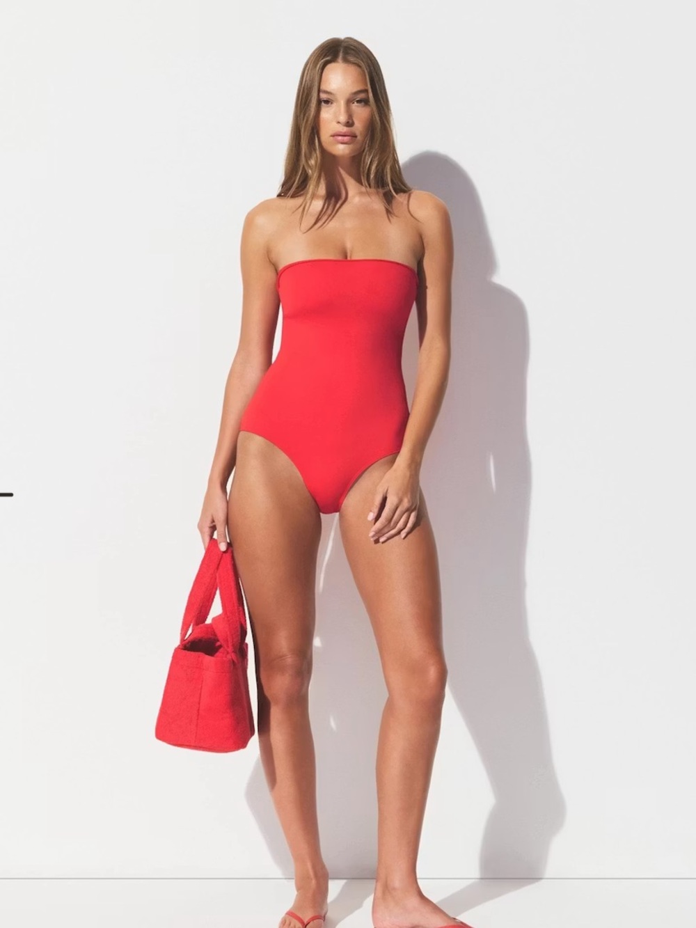 SKIMS Red Convertible Strapless One-Piece Swimsuit